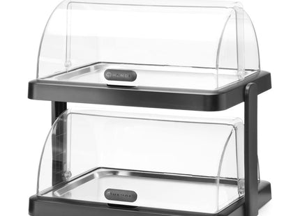Roll top køledisplay Duo UNIQ, HENDI, designet af Robert Bronwasser, Dobbelt, Sort, 480x355x(H)480mm, Rektangulær