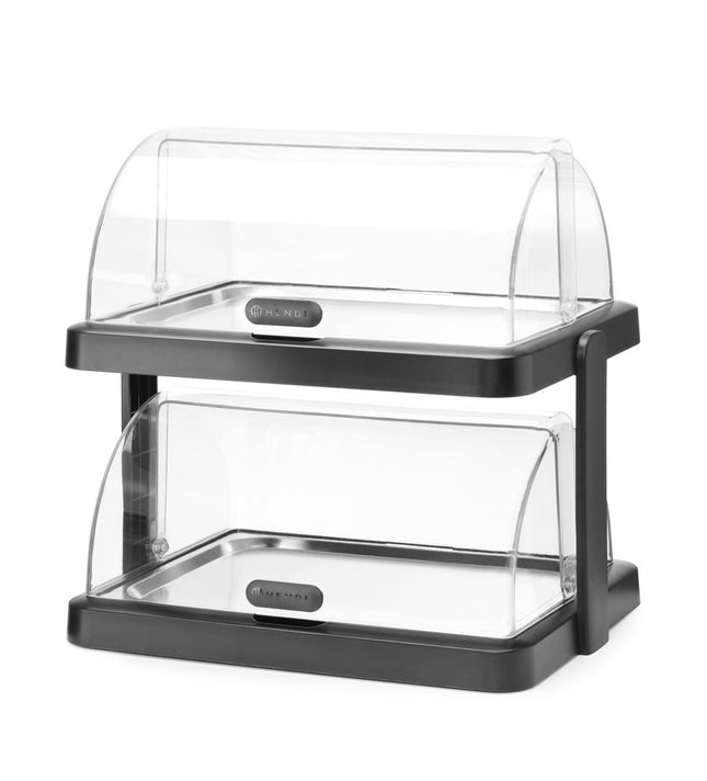Roll top køledisplay Duo UNIQ, HENDI, designet af Robert Bronwasser, Dobbelt, Sort, 480x355x(H)480mm, Rektangulær