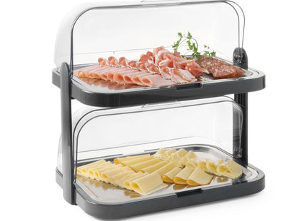 Roll-top køledisplay, dobbelt, HENDI, Mørkegrå, 440x320x(H)440mm, Rektangulær