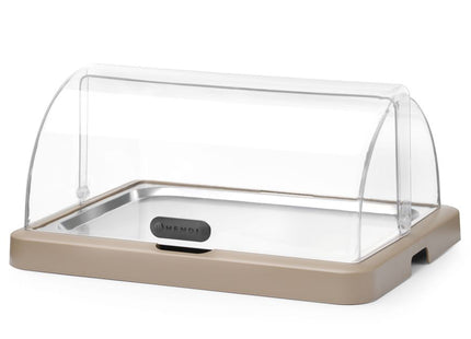 Roll top køledisplay Duo UNIQ, HENDI, designet af Robert Bronwasser, Enkelt, beige, 460x355x(H)220mm, Rektangulær