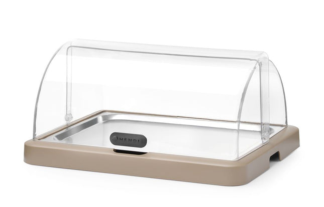 Roll top køledisplay Duo UNIQ, HENDI, designet af Robert Bronwasser, Enkelt, beige, 460x355x(H)220mm, Rektangulær