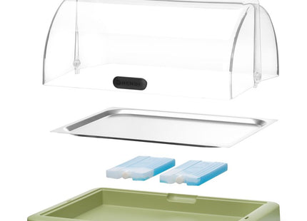 Roll top køledisplay Duo UNIQ, HENDI, designet af Robert Bronwasser, Enkelt, Grøn, 460x355x(H)220mm, Rektangulær