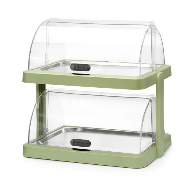 Roll top køledisplay Duo UNIQ, HENDI, designet af Robert Bronwasser, Dobbelt, Grøn, 480x355x(H)480mm, Rektangulær