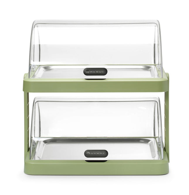 Roll top køledisplay Duo UNIQ, HENDI, designet af Robert Bronwasser, Dobbelt, Grøn, 480x355x(H)480mm, Rektangulær