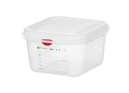 GN 1/6 beholder, polypropylen, HENDI, GN 1/6, 1,7L, gennemsigtig, 176x162x(H)100mm, Rektangulær