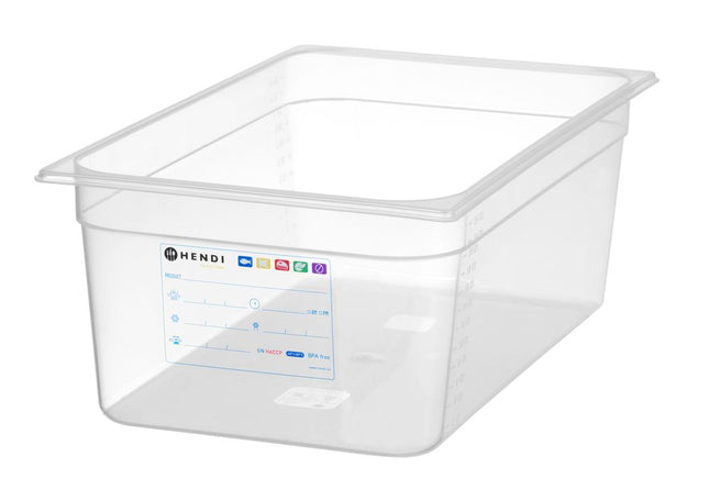 GN 1/1 beholder HACCP, HENDI, GN 1/1, 28L, gennemsigtig, 530x325x(H)200mm
