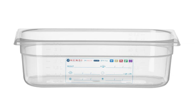 Beholder GN 1/3 HACCP, HENDI, GN 1/3, 4L, gennemsigtig, 325x176x(H)100mm