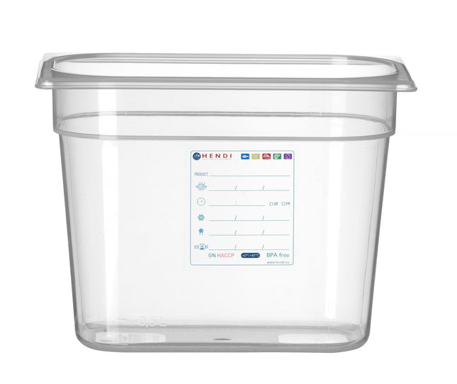 Beholder GN 1/4 HACCP, HENDI, GN 1/4, 5,5L, gennemsigtig, 265x162x(H)200mm