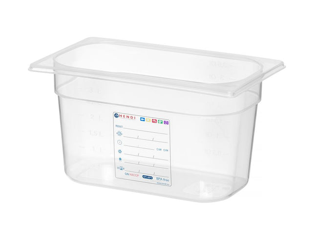 Beholder GN 1/4 HACCP, HENDI, GN 1/4, 3,5L, gennemsigtig, 265x162x(H)150mm