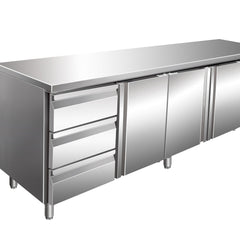Kølebord med 3 låger og 1x 3 skuffesæt,
model KYLJA 4130 TN