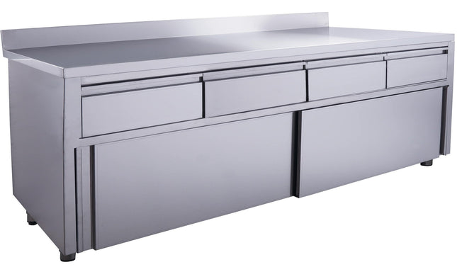 Skydedørsskab - 4 skuffer.2000X700mm med opstand