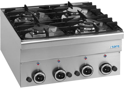 Gaskomfur, 4 blus, 600 Line bordplade
model G4S6