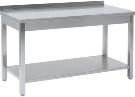 Arbejdsbord med bagkant med bundhylde – B 1300 x T 600 x H 850 mm