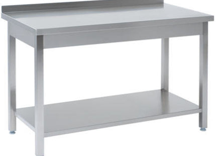 Arbejdsbord med bagkant med bundhylde – B 1300 x T 700 x H 850 mm
