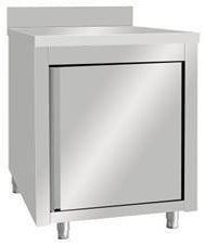 Arbejdsskab med hængslede låger med bagkant og mellemhylde – B 600 x T 600 x H 850 - 950 mm