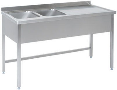 Dobbeltvaske med afsætningsplade højre – B 1400 x T 600 x H 850 mm