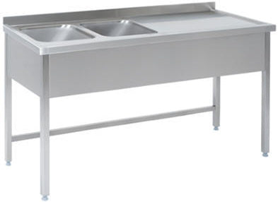 Dobbeltvaske med afsætningsplade højre – B 1600 x T 700 x H 850 mm