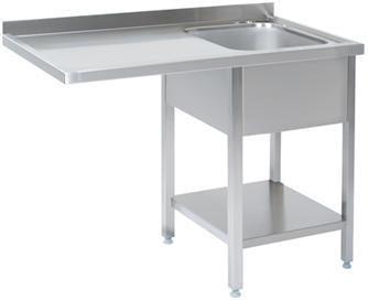 Vaskecenter med bundhylde (afsætningsplade til venstre) – B 1400 x T 700 x H 900 mm