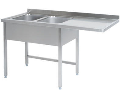 Dobbelt vaskecenter uden bundhylde med (afsætningsplade til højre) – B 1600 x T 600 x H 900 mm