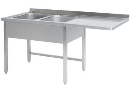 Dobbelt vaskecenter uden bundhylde med (afsætningsplade til højre) – B 1900 x T 700 x H 900 mm