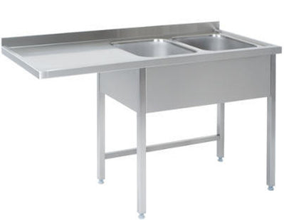 Dobbelt vaskecenter uden bundhylde med (afsætningsplade til venstre) – B 1900 x T 700 x H 900 mm