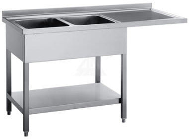 Dobbelt vaskecenter med bundhylde (afsætningsplade til højre) – B 1900 x T 700 x H 900 mm