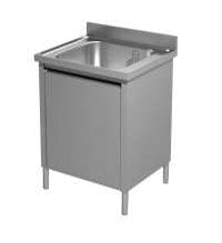 Enkelt vaskeskab i 700 dybde med hængslede låger – B 700 x T 700 x H 850-890 mm
