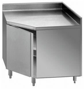 Hjørnearbejdsskab med bagkant med låge – B 1300 x T 1300 x H 850 mm