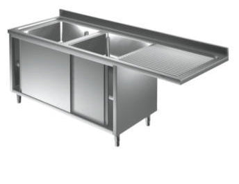Dobbelt vaskecenter med skydedøre og (afsætningsplade til højre) – B 2000 x T 600 x H 900 mm
