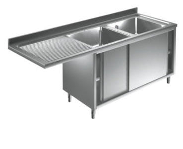 Dobbelt vaskecenter med skydedøre og (afsætningsplade til venstre) – B 1900 x T 700 x H 900 mm