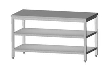 Arbejdsbord uden bagkant med bund- og mellemhylde – B 400 x T 600 x H 850 mm