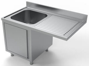 Enkelt vaskecenter med hængslede låger og (afsætningsplade til højre) – B 1200 x T 700 x H 900 mm
