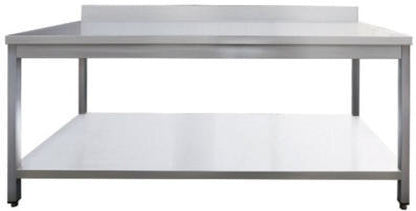 Arbejdsbord 600 med bagkant med bundhylde til selvmontering – B 1800 x T 600 x H 850 mm