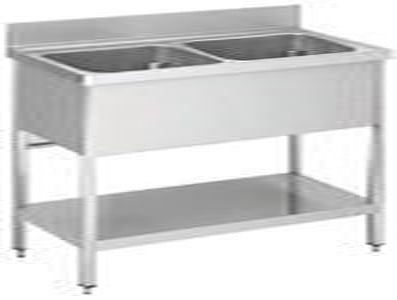 Dobbeltvask i 600 dybde med bundhylde til selvmontering – B 1400 x T 600 x H 850 mm