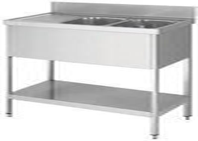 Dobbelt vaskebord 600 med afsætningsplade venstre og bundhylde til selvmontering – B 1400 x T 600 x H 850 mm