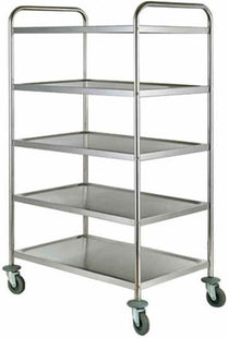 Serverings- og afrydningsvogn 850 med 5 hylder – B 850 x T 530 x H 1540 mm