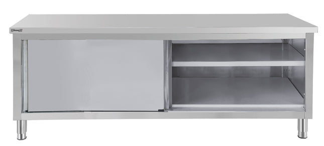 Arbejdsbord rustfrit stål 600 med SKYDEDØRE 1000 mm