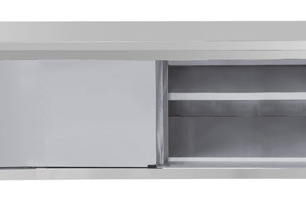 Arbejdsbord rustfrit stål 700 med SKYDEDØRE 1400 mm