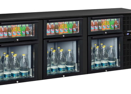 Back bar chiller 3 x 2 blandede glasskuffer