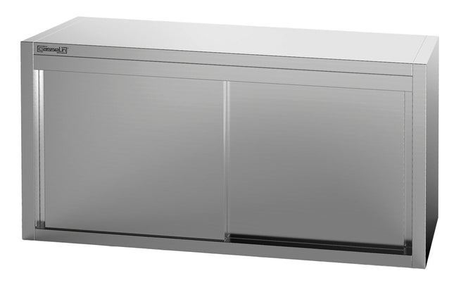 Overskab i rustfrit stål med SKYDEDØRE 1400 mm