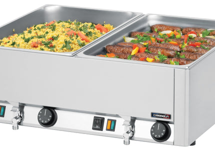 Dobbelt bain-marie GN 1/1 med 2 afløbshaner