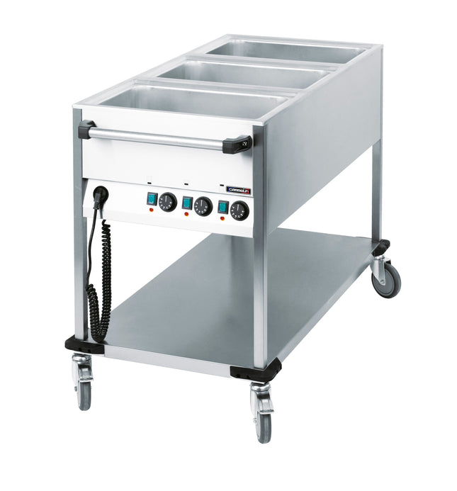 Bain-marie trolley vandopvarmet 
3 x GN 1/1