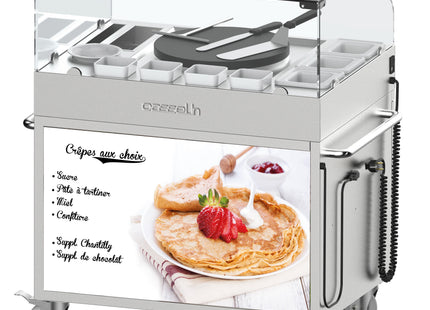 Vogn med elektrisk crêpeplade - 40 cm - indbygget