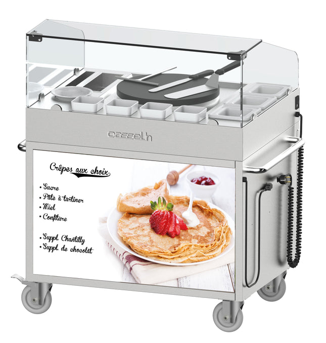 Vogn med elektrisk crêpeplade - 40 cm - indbygget