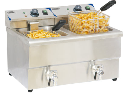 Elektrisk frituregryde med aftapningshane 2 x 8 liter