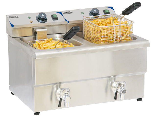 Elektrisk frituregryde med aftapningshane 2 x 8 liter