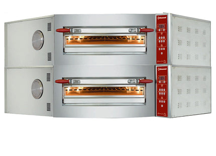El-ovnhjørneenhed, 2 kamre, 2x 8 pizzaer Ø 350 mm