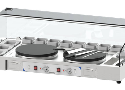 Serveringsstation til dobbelt crêpeplade