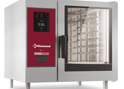 Elektrisk."TOUCH" ovn direkte damp og varmluft, 6xGN1/1 + rengøring