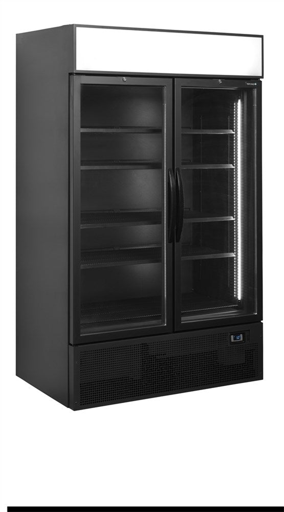 Sort 2-dørs displaykøler med lystop - 796 liter - FSC1000H BLACK